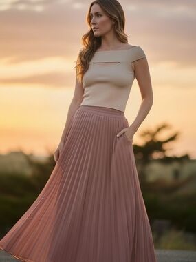 Ebossy | Pleated Maxi Skirt
